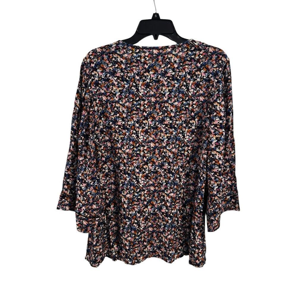 NWT J.Jill Multicolor Women’s Peasant Floral Top 3/4 Bell Sleeves Size M Boho - Picture 2 of 10